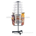 Good-looking Multidirectional commercial magazine rack with wheels, rotating shelf